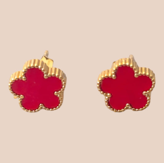 Rote Kleeblatt Ohrringe