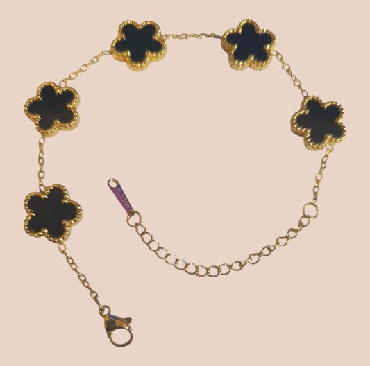 Kleeblatt Armband Schwarz